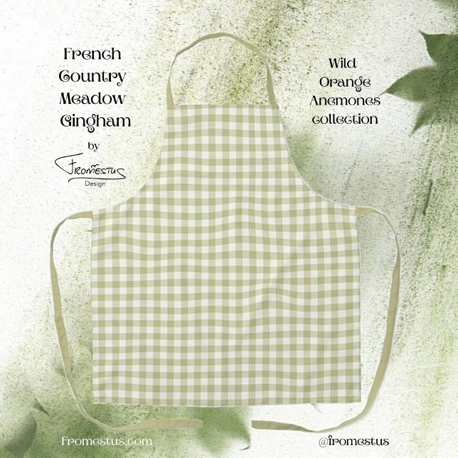 Tablier French Country Meadow En vichy - sauge vert plaid. (Créateur téléchargé)