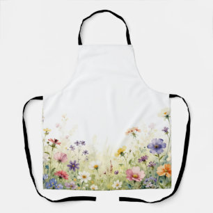 Tablier Frontière florale pastel de prairie de fleurs sauv