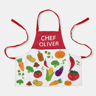 Tablier Fruit de légumes amusant Visages Chef Enfants Apro