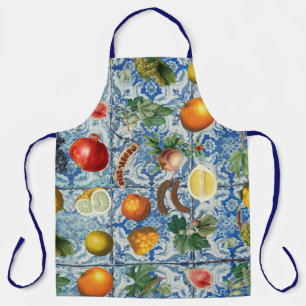 Tablier Fruit d'été méditerranéen & Mosaïque Bleue Blanc