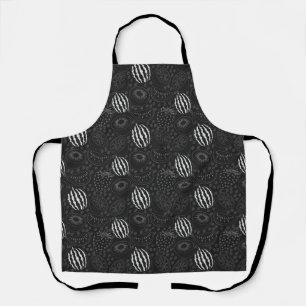 Tablier Fruit sans couture motif noir et blanc Tropical