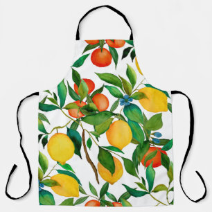 Tablier Fruits d'agrumes, motif d'aquarelle vibrante.