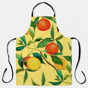 Tablier Fruits d'agrumes, motif d'aquarelle vibrante.