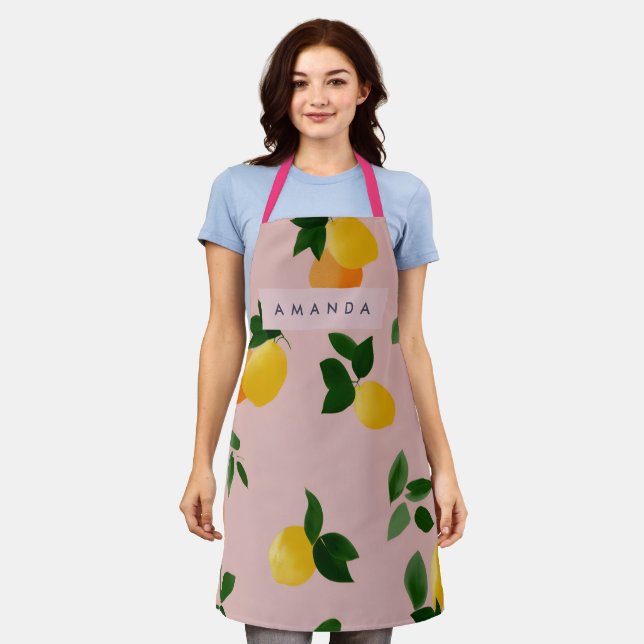 Tablier Fruits de citron rose mignon, orange (Porté)