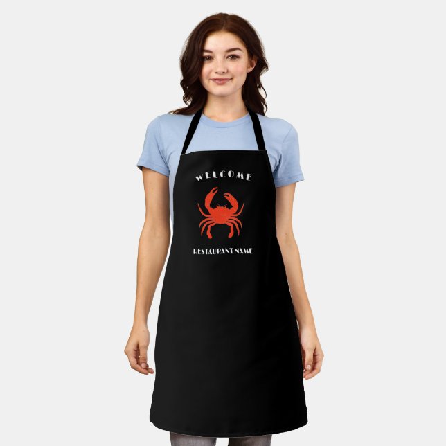 Tablier Fruits de mer modernes accueil Crabe rouge personn (Porté)