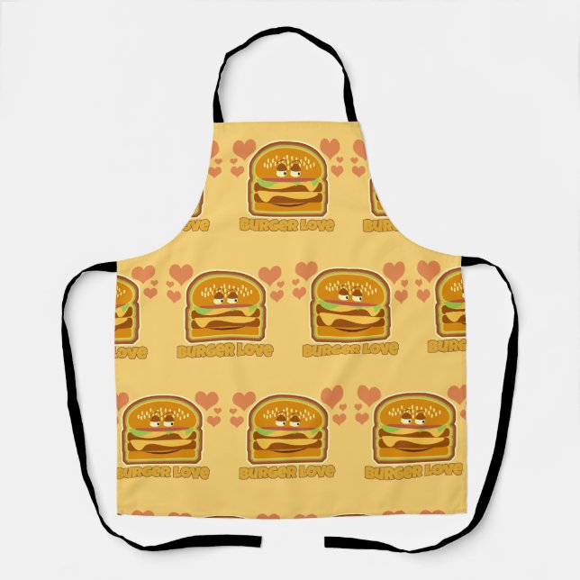 Tablier Fun Cheeseburger Love Lunchtime Cartoon Moto (Recto)