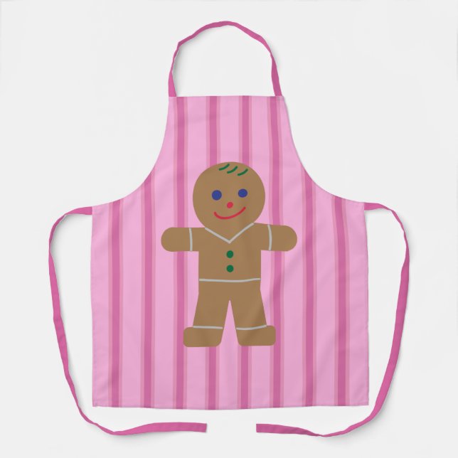 Tablier Fun et fantaisie Pain d'épices rose Homme (Recto)