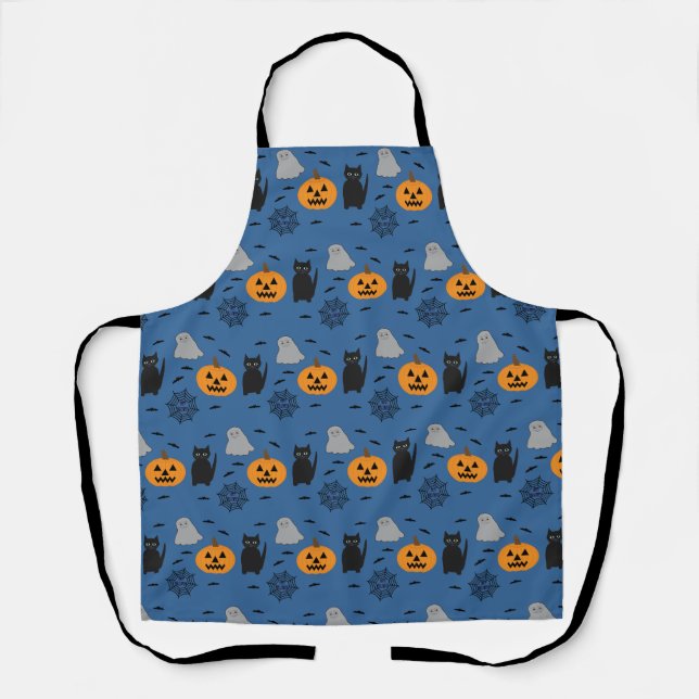 Tablier Fun et Fun Halloween Cat Ghost Citrouille Web (Recto)