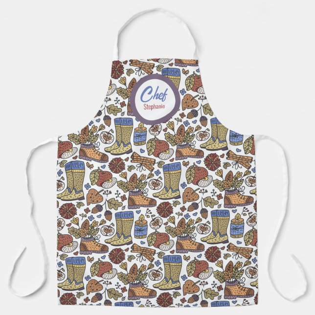 Tablier Fun Fall Boots Motif, Chefs Personnalisés Apron (Recto)