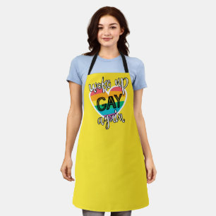 Tablier Fun LGBTQ Pride auto-ironique rainbow flag jaune