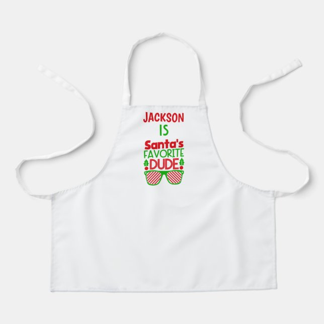 Tablier Fun Noël Rouge Vert Père Noël Cuisine Cuisine Apro (Recto)
