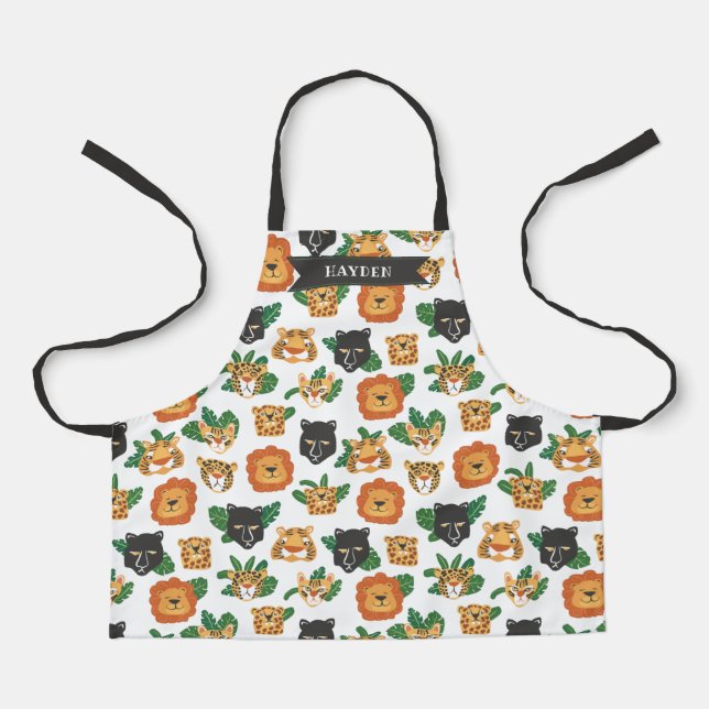 Tablier Fun Wild Big Cats Motif Ajouter un nom (Recto)