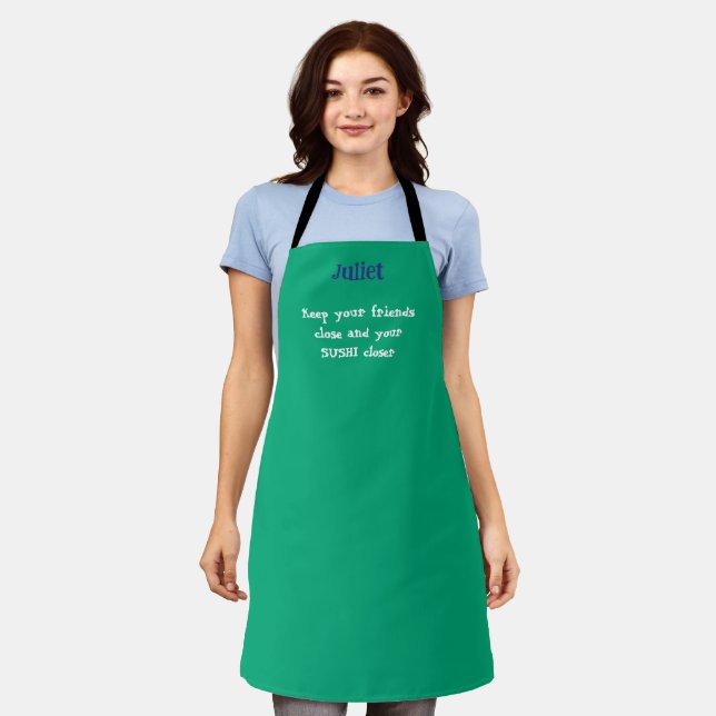 Tablier Funky Green Gardez vos amis proches (Porté)