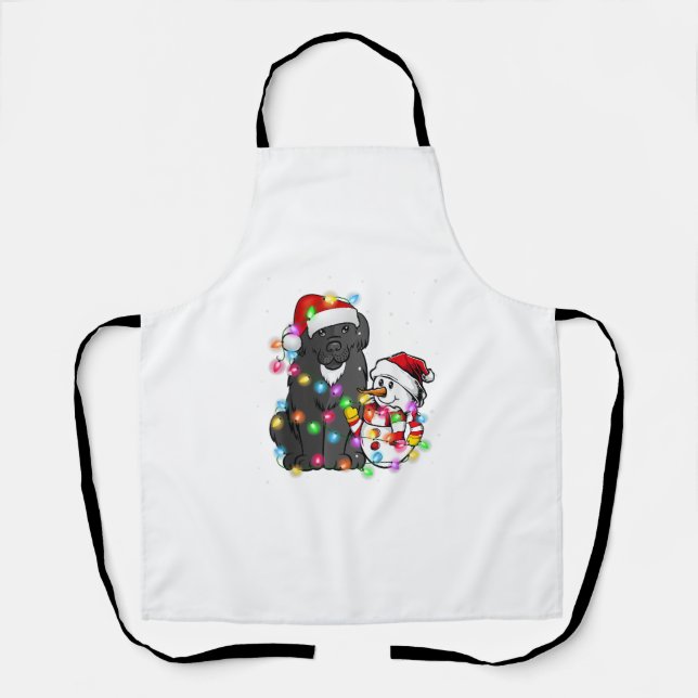 Tablier Funky Newfoundland Chien Christmas Tee Snowman Lig (Recto)