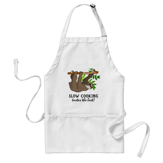 Tablier Funky Sloth Cuisine lente Personnalisée (Devant)