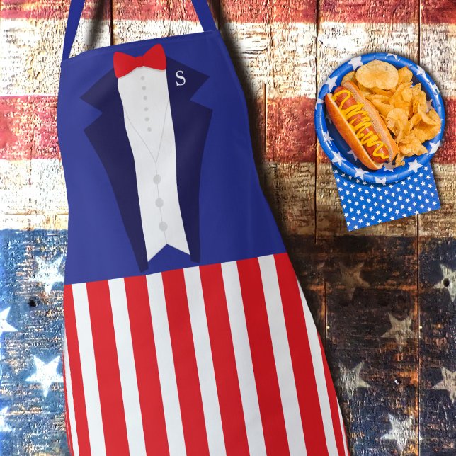 Tablier Funny American Oncle Sam 4 Juillet Costume Apron (Uncle Sam needs you to wear this apron! Just add your initial)