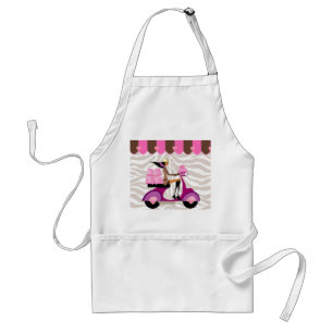 Tablier Funny Bakery Boxes Scooter Girl Zebra Apron