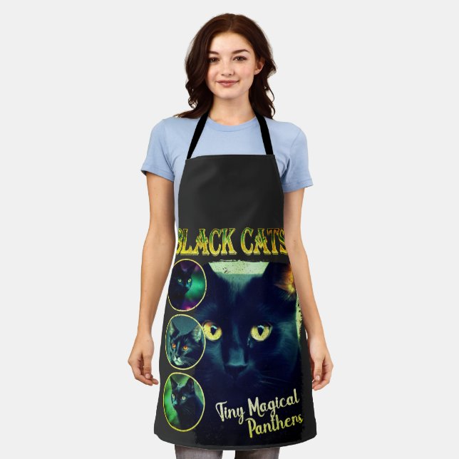 Tablier Funny Black Amoureux des chats Faux Bootleg 90s Gr (Porté)