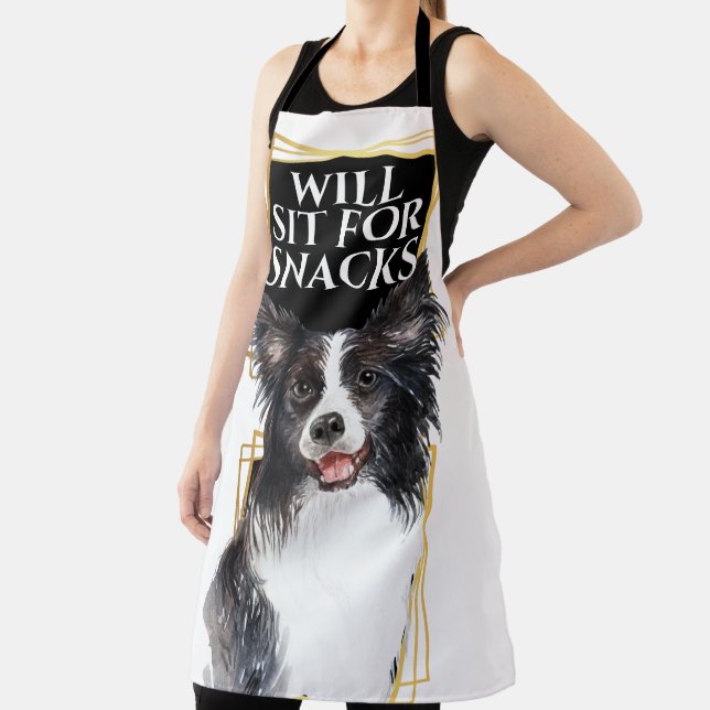 Tablier Funny Border collie s'asseoir pour des collations  (Insitu)