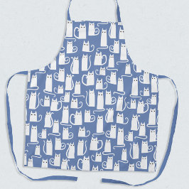 Tablier Funny Chat Blanc Bleu