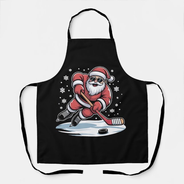 Tablier Funny Christmas Santa Playing Ice Hockey Xmas  (Recto)