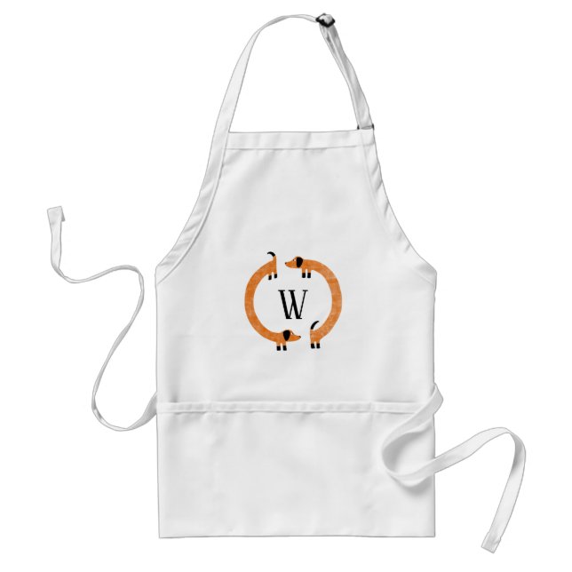 Tablier Funny Dachshund Saucisse Chien Monogramme (Devant)