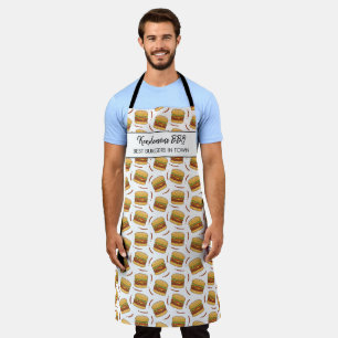 Tablier Funny Hamburger BBQ Motif Personnalisé Nom du che