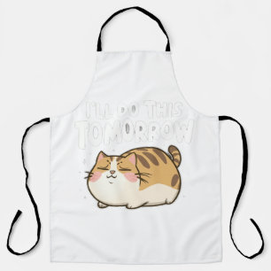 Tablier Funny Lazy Cat -'Je ferai ça demain'