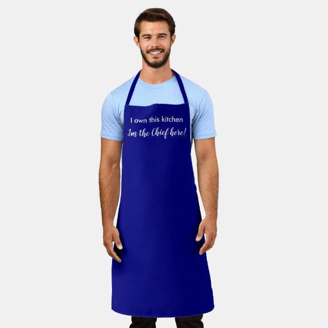 Tablier Funny Navy Blue Chef de cuisine (Porté)