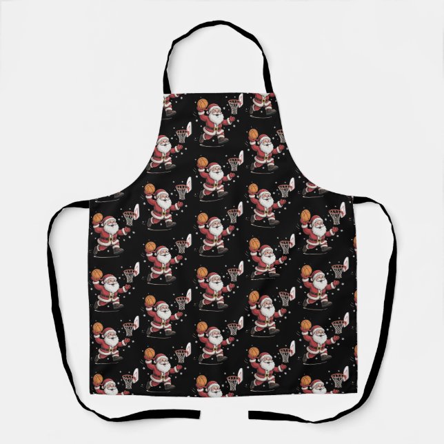 Tablier Funny Santa Playing Basketball Christmas Gift Xmas (Recto)