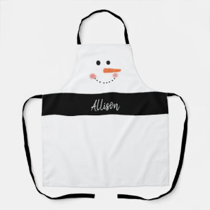 Tablier Funny Snowman Visage Noël Cuisine personnalisée