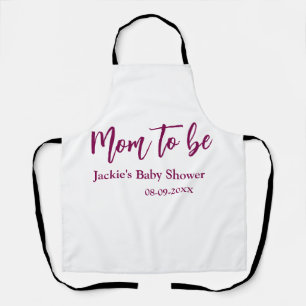 Tablier Futur maman baby shower nom date rose simple minim