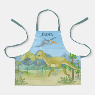 Tablier garçons cool amateurs de dinosaures ajouter le nom