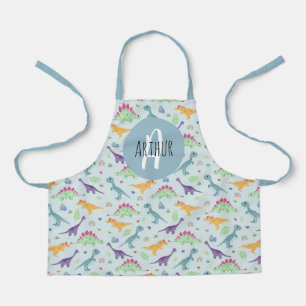 Tablier Garçons mignons et amusants Motif Dinosaure Bleu E