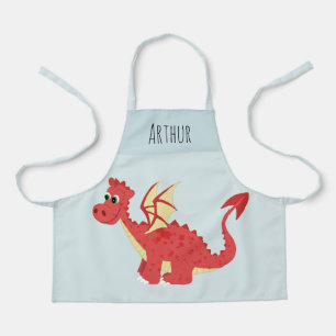Tablier Garçons mignons et dragons magiques rouges galloi
