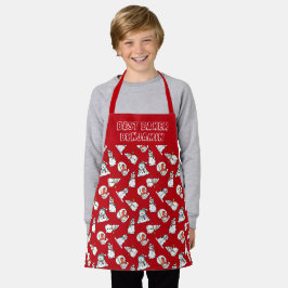 Tablier Garçons Motifs De Snowman Rouge Et Blanc