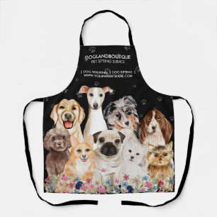 Tablier Garde d'animaux Floral Noir Mignon Toiletteur de c