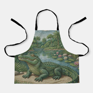 Tablier Gardien des zones humides : Crocodile brodé