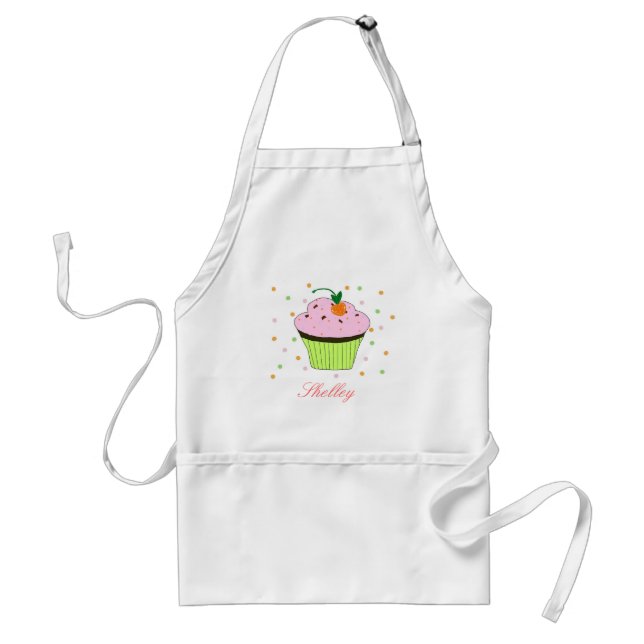 Tablier Gâteau rose avec nom (Devant)