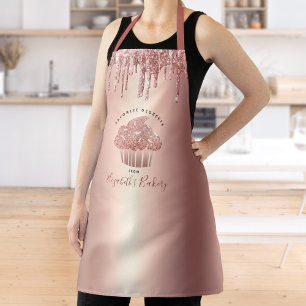 Tablier Gâteau Rose Gold Paillettes Dégoulinantes Cuisine
