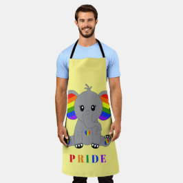 Tablier GAY PRIDE LGBTQ - éléphant mignon avec drapeau arc