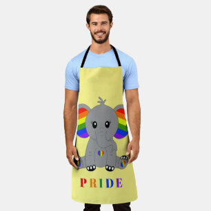Tablier GAY PRIDE LGBTQ - éléphant mignon avec drapeau arc