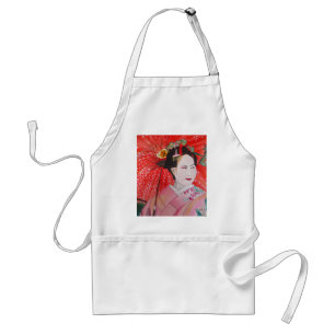 Tablier Geisha japonais avec parapluie rouge art original