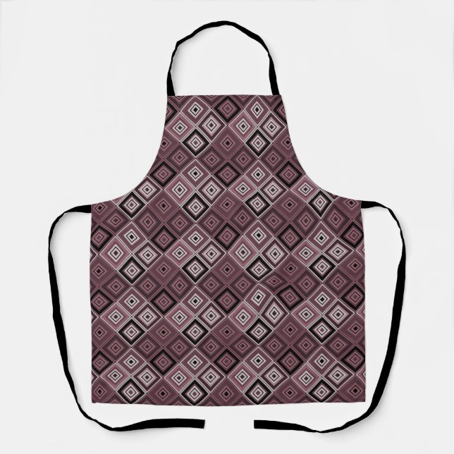 Tablier Géométrie patchwork ethnique marron bordeaux  (Recto)