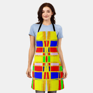Tablier Géométrique Abstraite contemporaine or/bleu/jaune