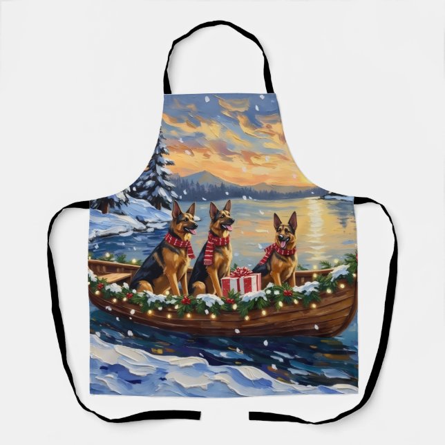 Tablier German Shepherd Christmas Boat Holiday (Recto)