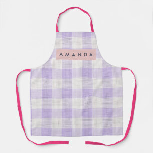 Tablier Gingham à carreaux lavande pastel personnalisé