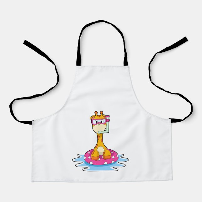 Tablier Girafe à la natation avec tuba (Recto)