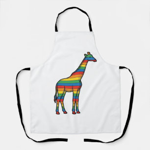 Tablier Girafe Arc-en-Ciel Gravure Vintage Design Vectorie