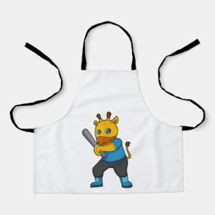 Tablier Girafe au baseball avec batte de baseball